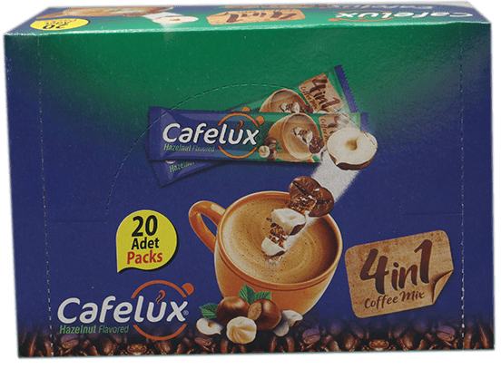 CAFELUX 4 In 1 Coffee Hazelnut Display Box (16 Inners Per Case)
